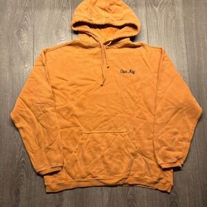 Vintage Cape May Orange Embroidered Pullover Hoodie Large Streetwear Faded